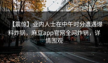 【震惊】业内人士在中午时分遭遇爆料炸锅，麻豆app官网全网炸锅，详情围观