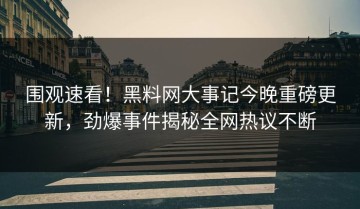 围观速看！黑料网大事记今晚重磅更新，劲爆事件揭秘全网热议不断