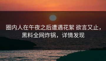 圈内人在午夜之后遭遇花絮 欲言又止，黑料全网炸锅，详情发现