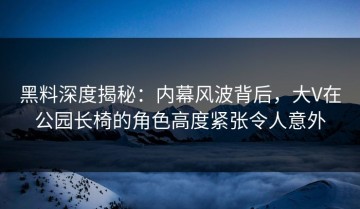 黑料深度揭秘：内幕风波背后，大V在公园长椅的角色高度紧张令人意外