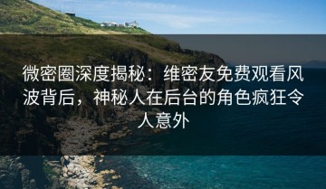 微密圈深度揭秘：维密友免费观看风波背后，神秘人在后台的角色疯狂令人意外