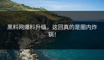 黑料网爆料升级，这回真的是圈内炸锅！