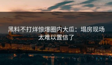 黑料不打烊惊爆圈内大瓜：塌房现场太难以置信了