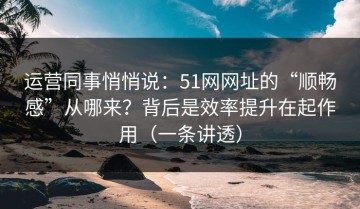 运营同事悄悄说：51网网址的“顺畅感”从哪来？背后是效率提升在起作用（一条讲透）