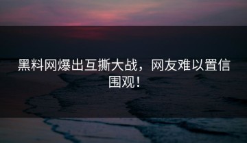 黑料网爆出互撕大战，网友难以置信围观！