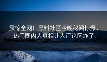 震惊全网！黑料社区今晚秘闻惊爆，热门圈内人真相让人评论区炸了