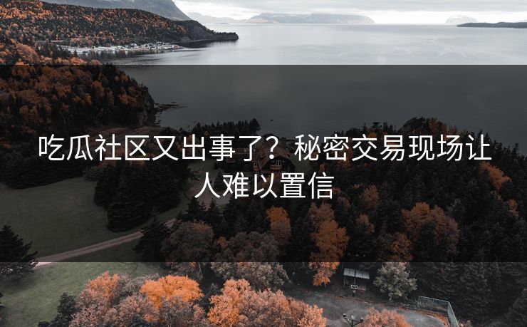 吃瓜社区又出事了？秘密交易现场让人难以置信
