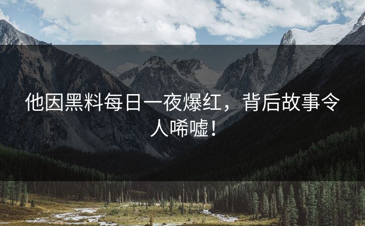 他因黑料每日一夜爆红，背后故事令人唏嘘！