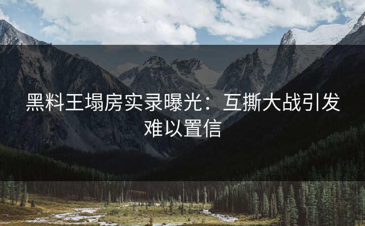 黑料王塌房实录曝光：互撕大战引发难以置信