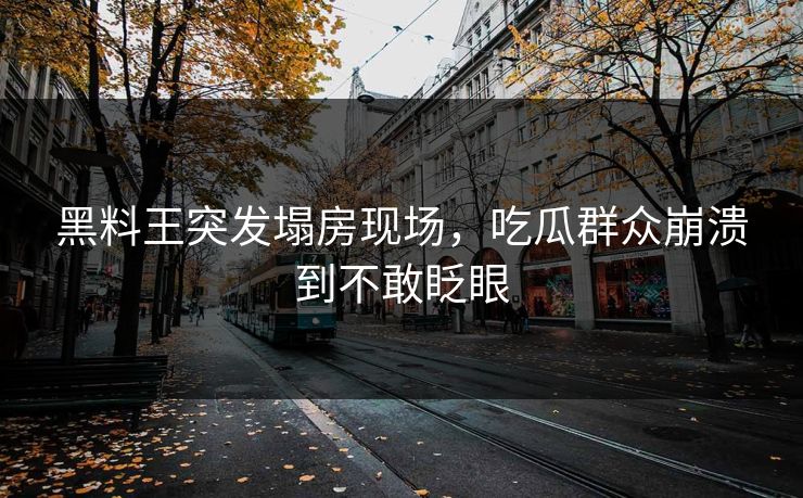 黑料王突发塌房现场，吃瓜群众崩溃到不敢眨眼