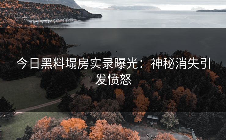 今日黑料塌房实录曝光：神秘消失引发愤怒