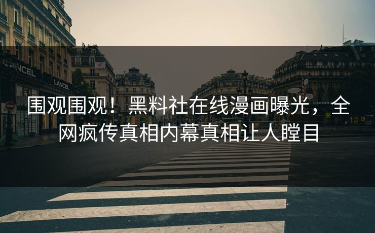 围观围观！黑料社在线漫画曝光，全网疯传真相内幕真相让人瞠目