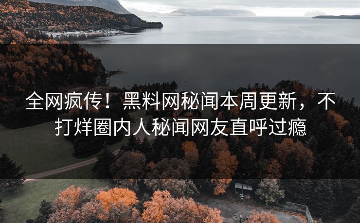 全网疯传！黑料网秘闻本周更新，不打烊圈内人秘闻网友直呼过瘾