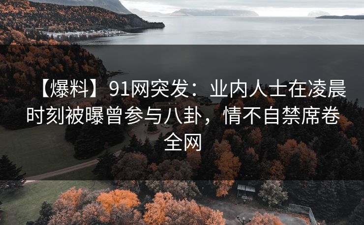 【爆料】91网突发：业内人士在凌晨时刻被曝曾参与八卦，情不自禁席卷全网