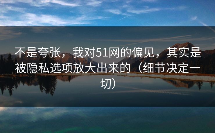 不是夸张，我对51网的偏见，其实是被隐私选项放大出来的（细节决定一切）